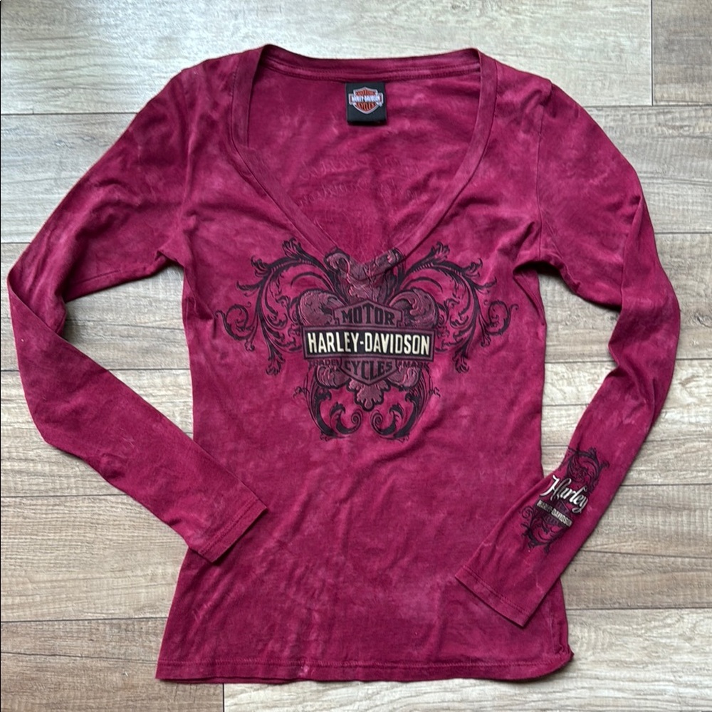 Harley-Davidson Red Long Sleeve Fitted Tee